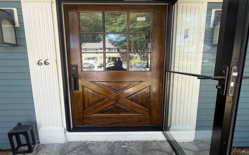 Front Door Install and Add Poly End Stain in Melrose, MA