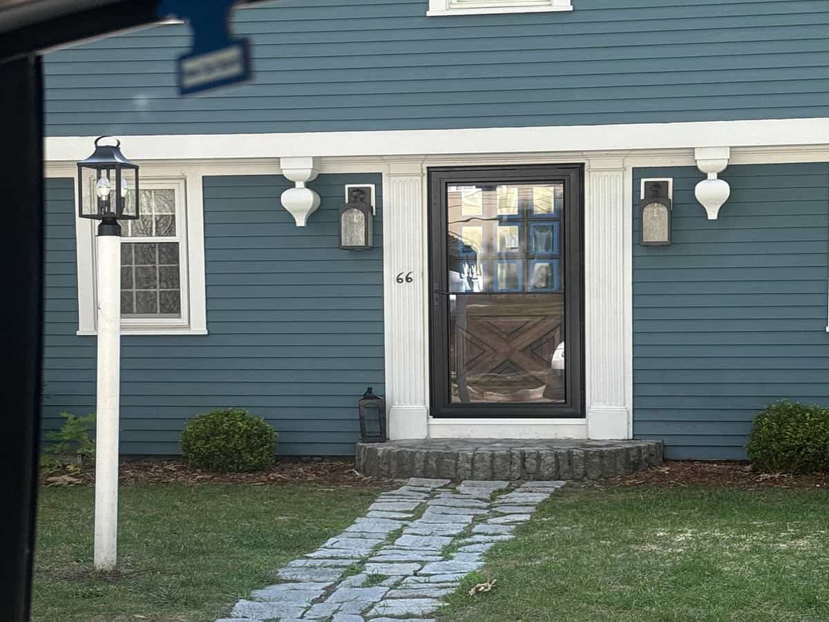 Front door install and add poly end stain in Melrose, MA